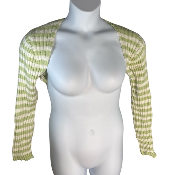Princess Polly Green and White Knit Shrug - Picture 1 of 4